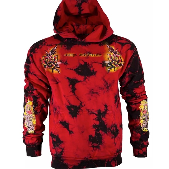 Rebel Saint by Affliction Men's Hoodie Reaper Heavyweight Premium Quality Hood - Picture 3 of 12